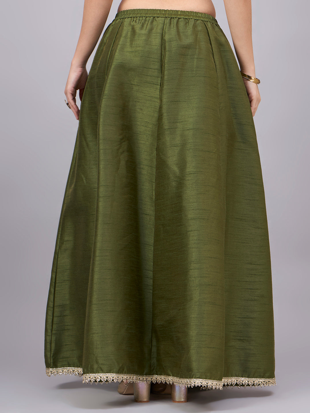 Mehndi Embroidered Border Flowy Skirt
