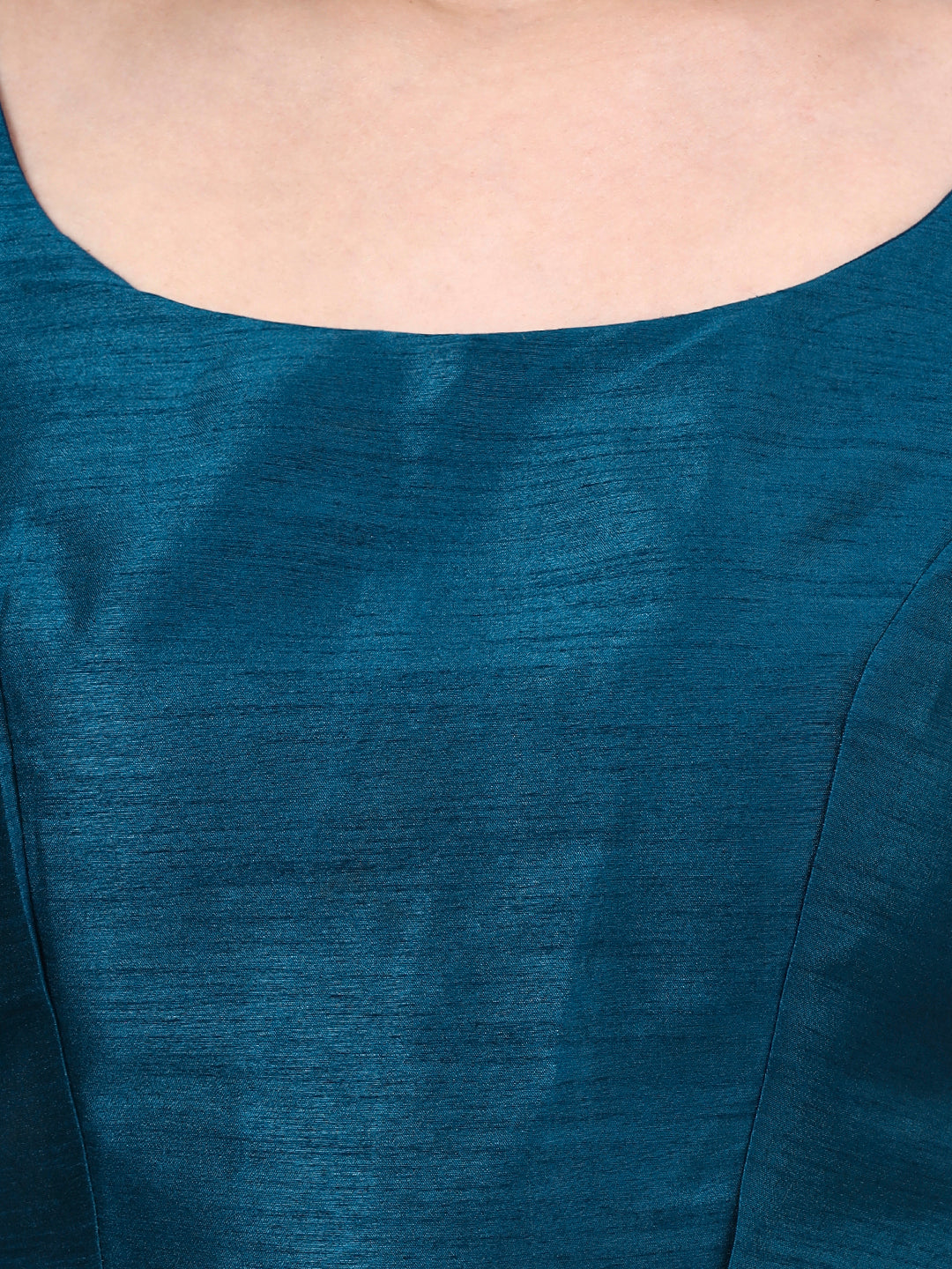 Petrol Blue Princess Cut Dupion Silk Blouse for Women
