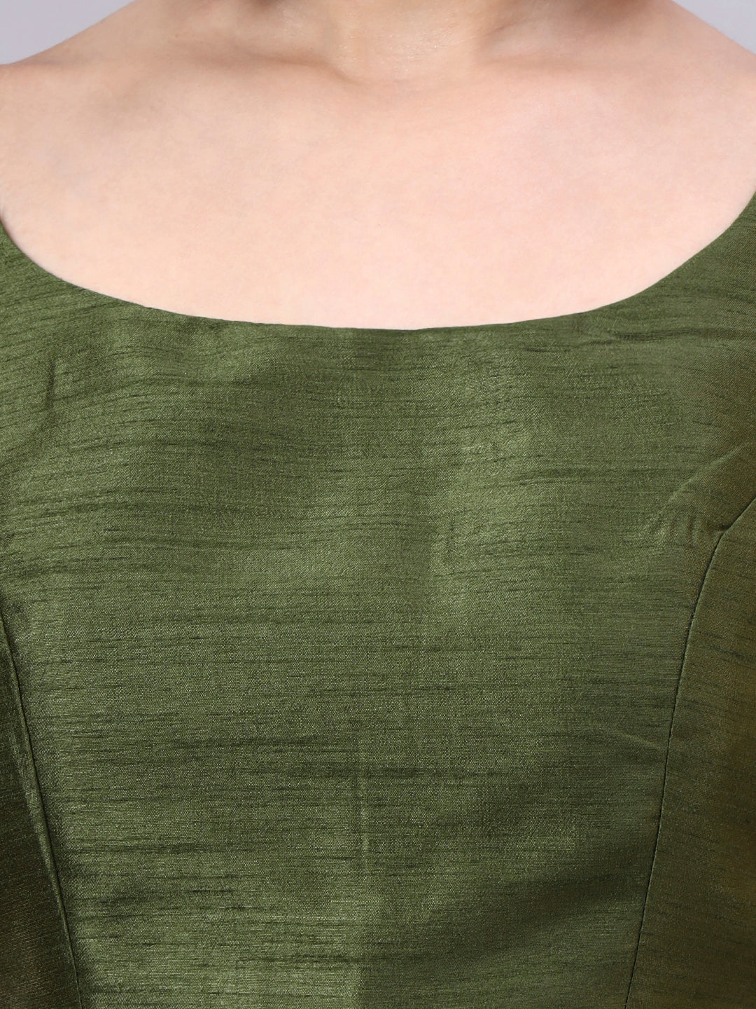 Mahendi Green Princess Cut Dupion Silk Blouse for Women