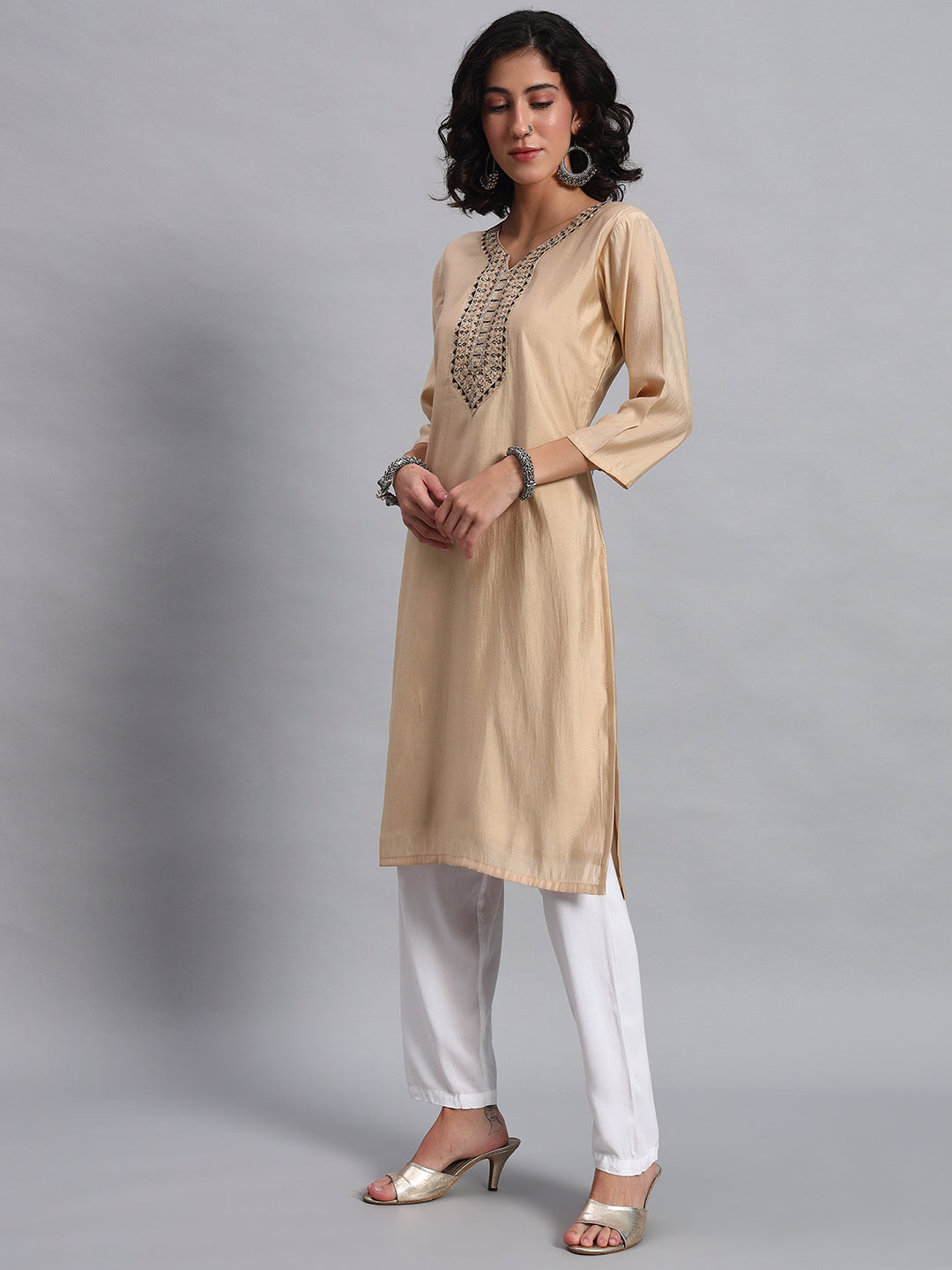 Biscuit Straight Kurta