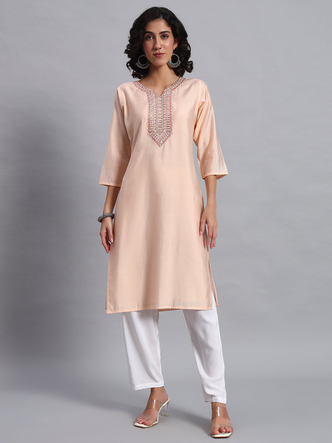 Peach Straight Kurta