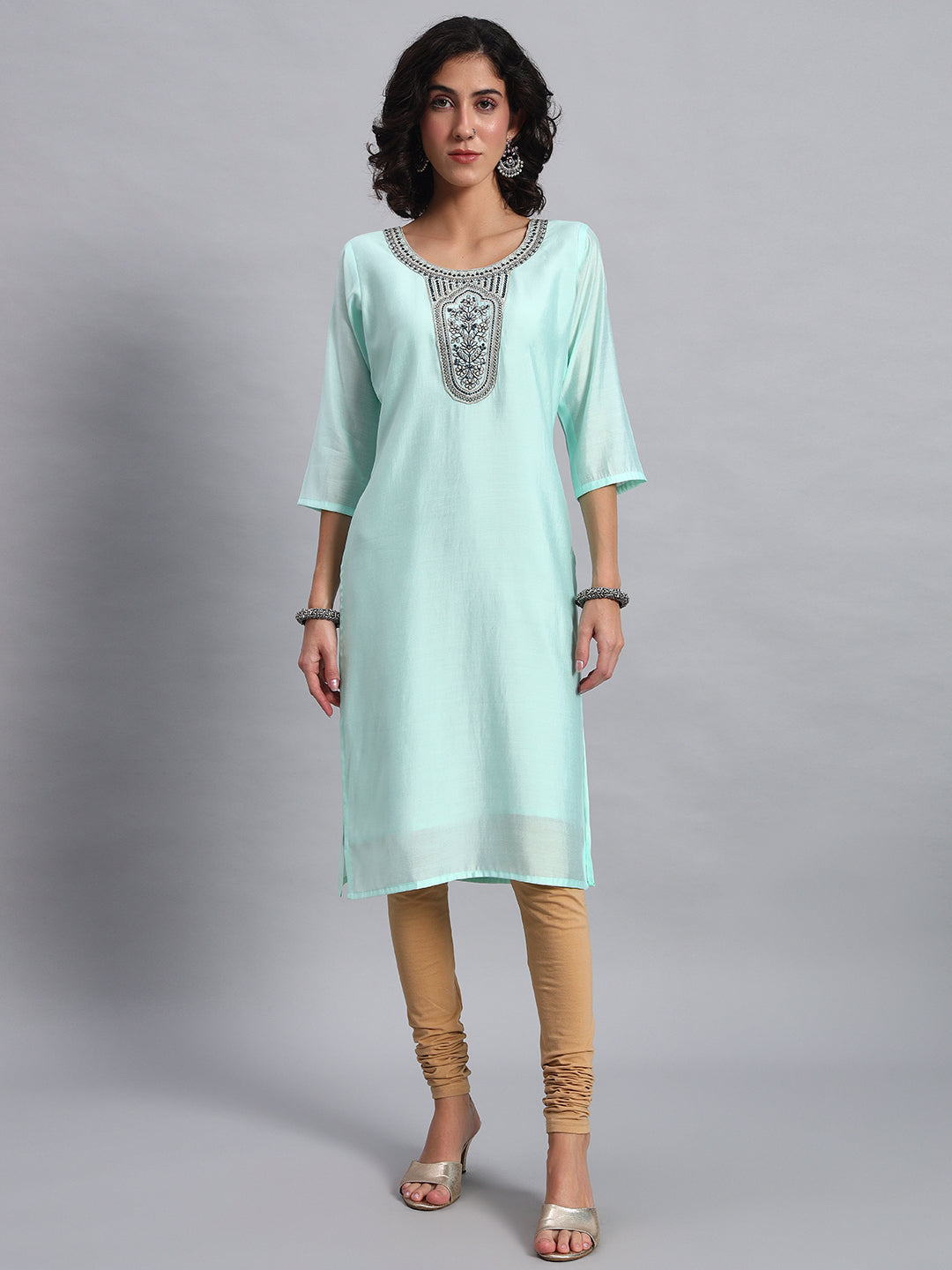 Aqua straight-fit kurta