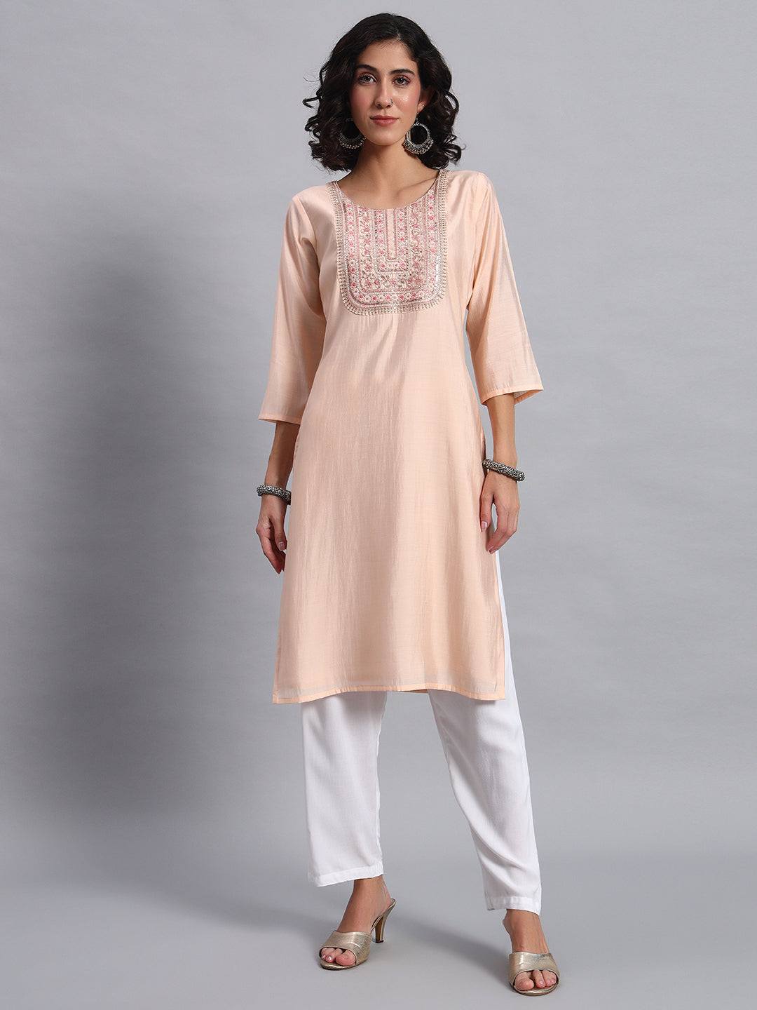 Peach-toned kurta