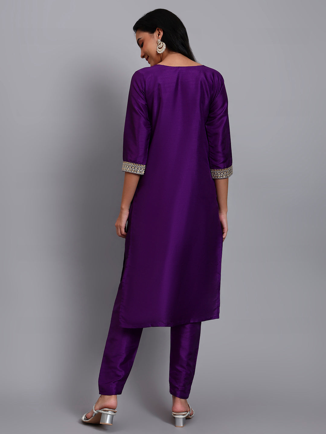 Purple Embroidered Kurta Set