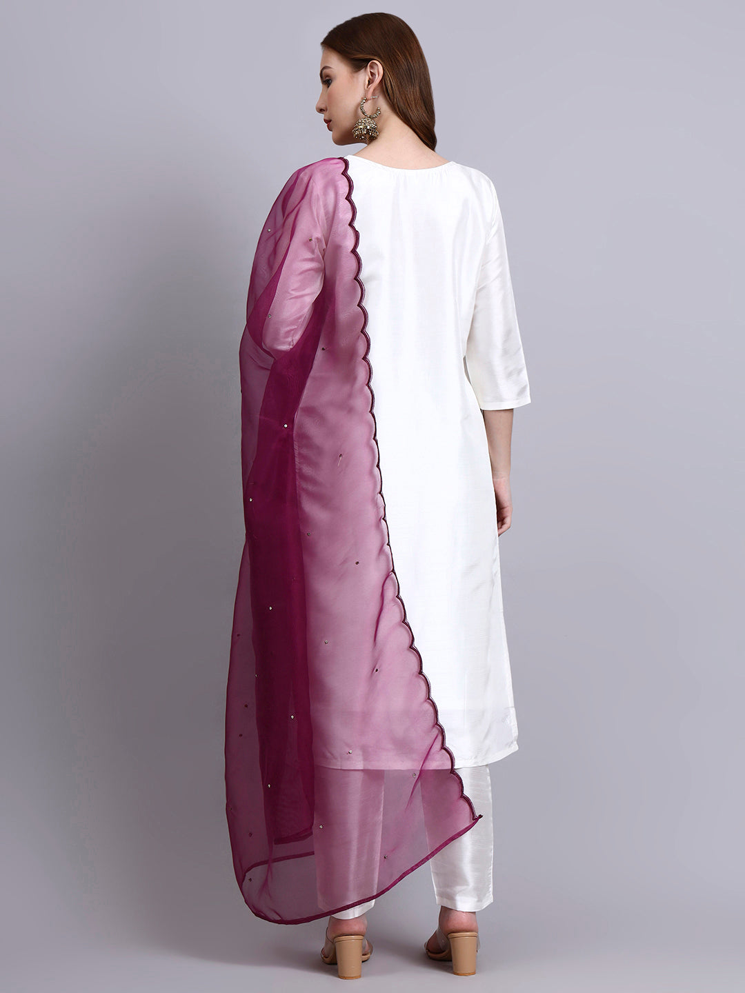 White Embroidered Kurti Set with Dupatta