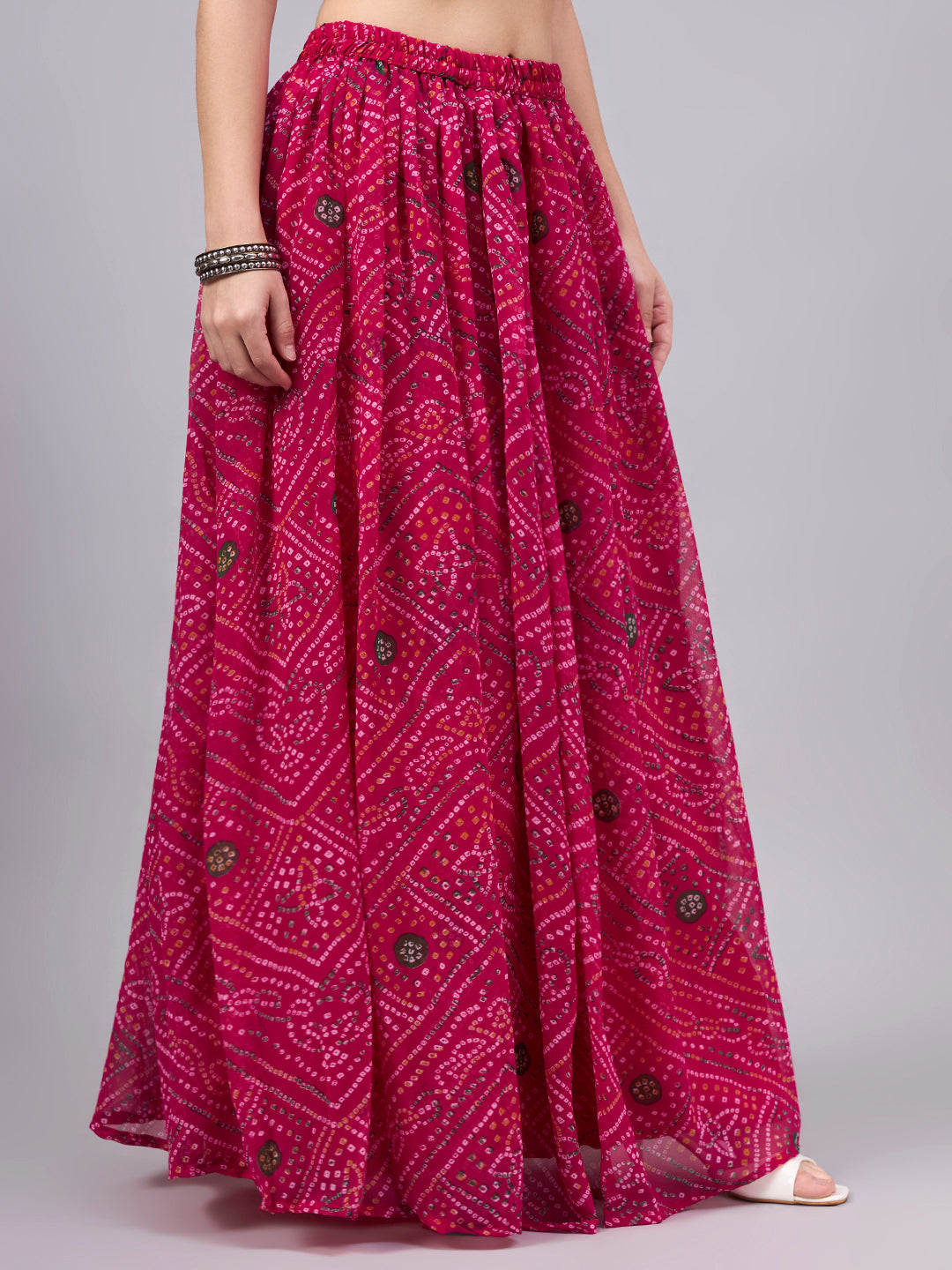 Rani Bandhani Print Flowy Lehenga Skirt