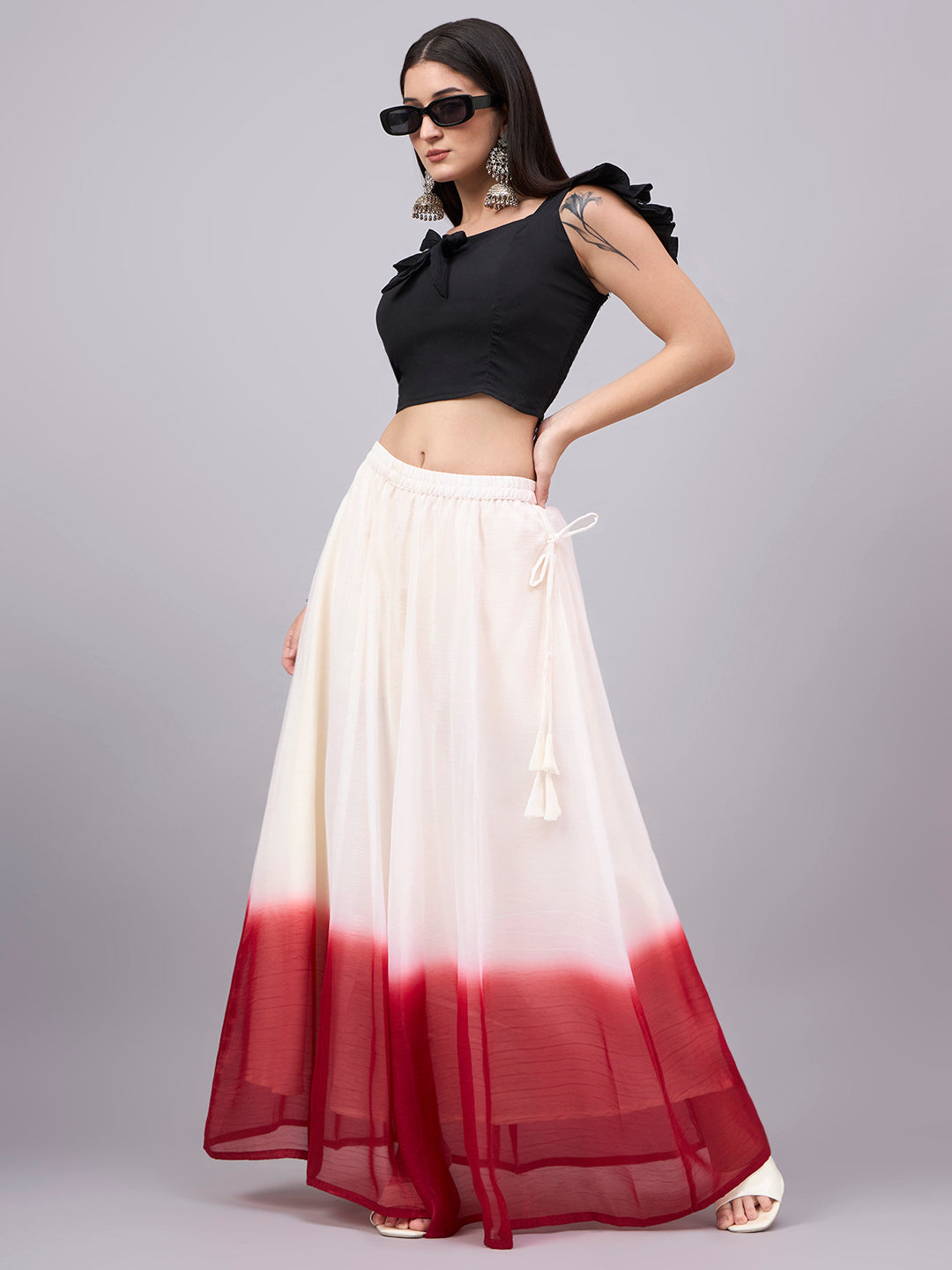 Red Ombre Flowy Skirt