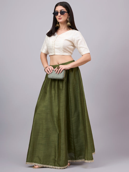 Mehndi Embroidered Border Flowy Skirt