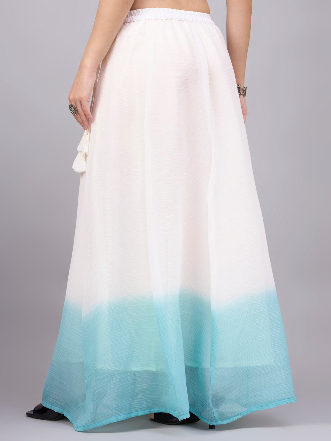 White & Aqua Ombre Flowy Skirt