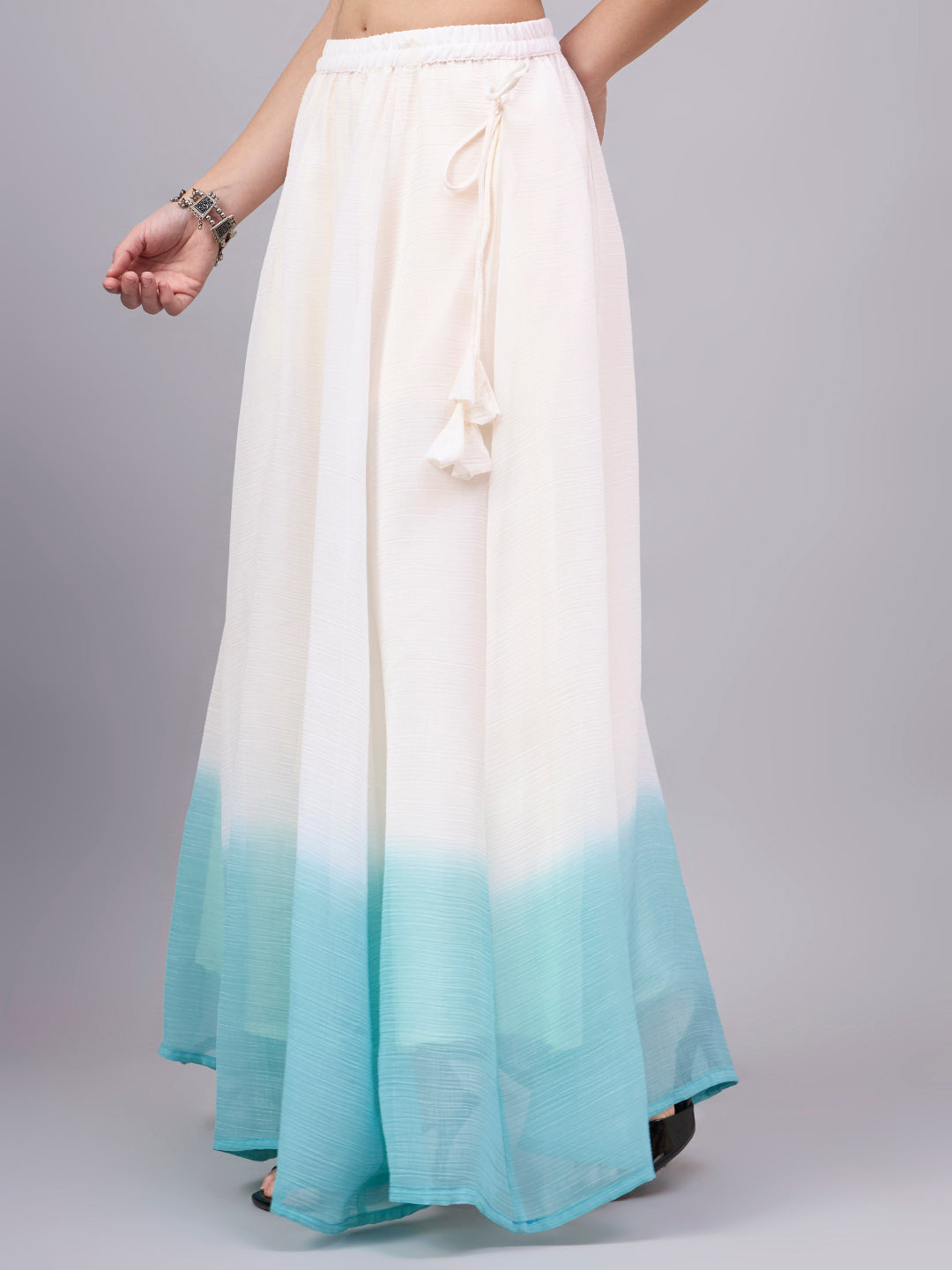White & Aqua Ombre Flowy Skirt