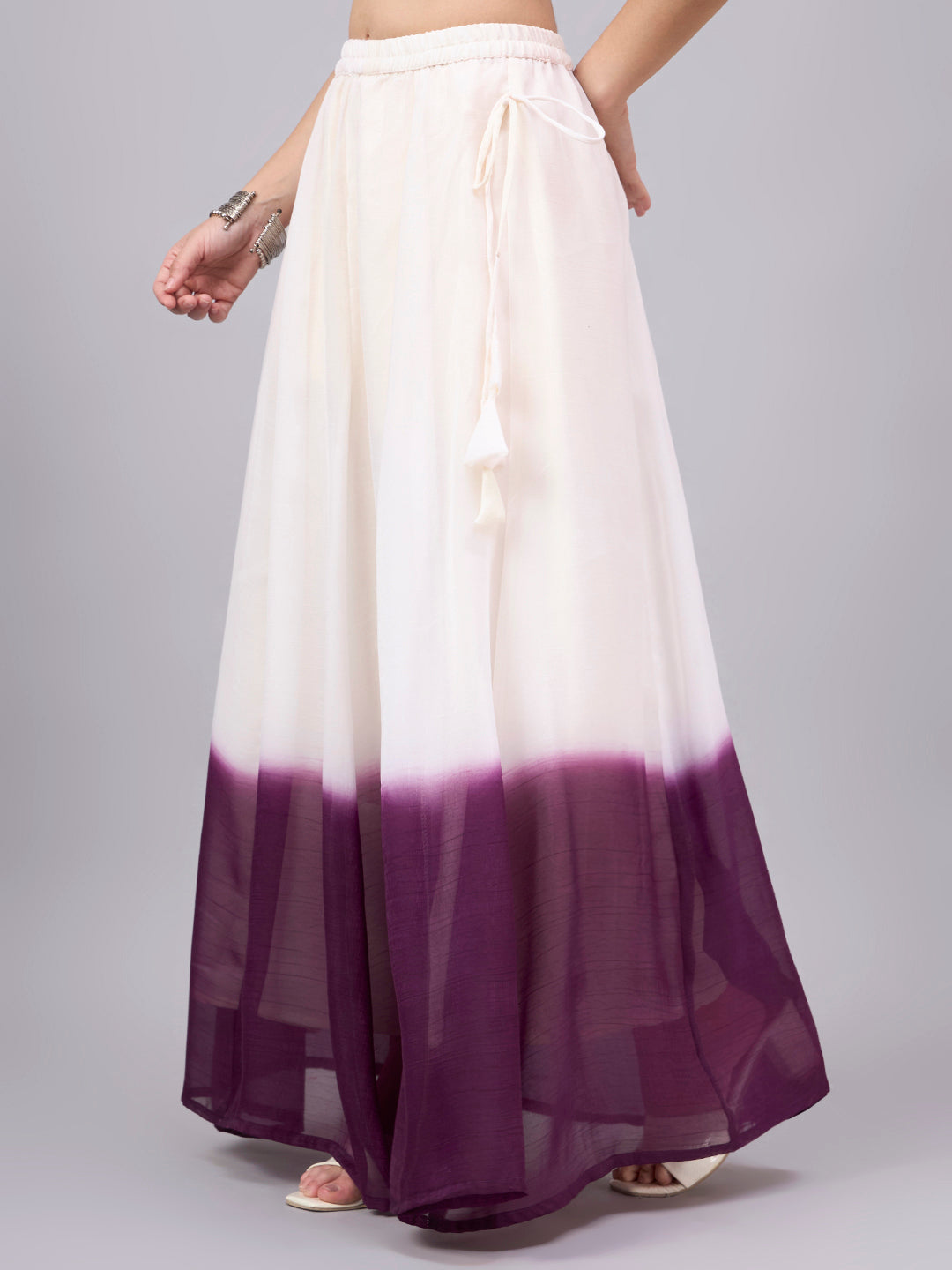 Wine Ombre Flowy Skirt
