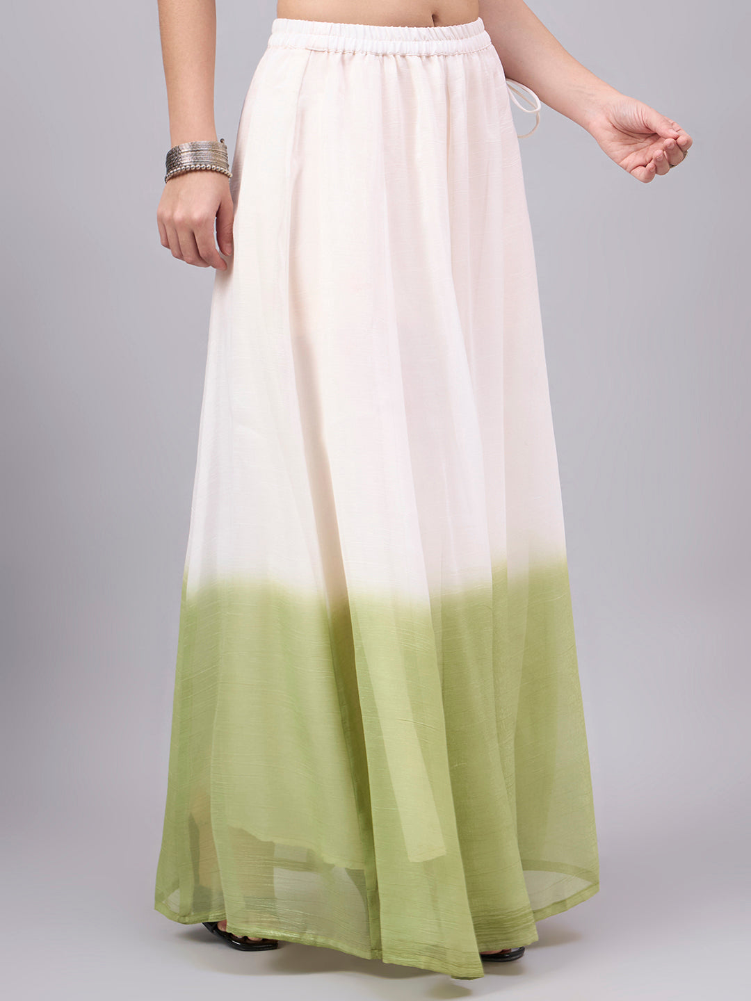 Women's Ivory & Sage Ombre Flowy Skirt
