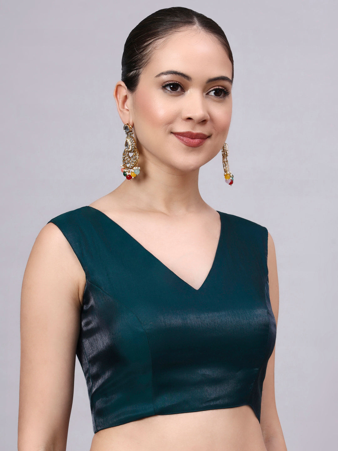 Morpich Padded Satin Cotton Glass Silk Blouse for Women