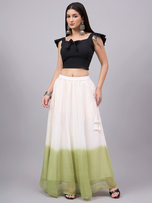 Women's Ivory & Sage Ombre Flowy Skirt