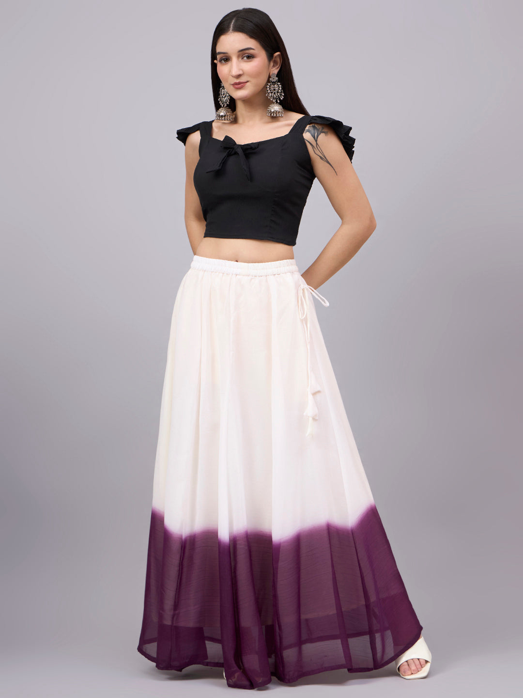 Wine Ombre Flowy Skirt