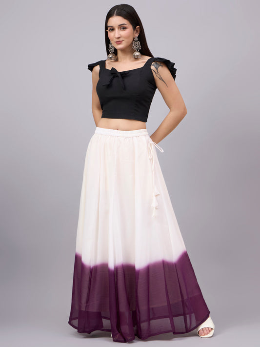 Wine Ombre Flowy Skirt