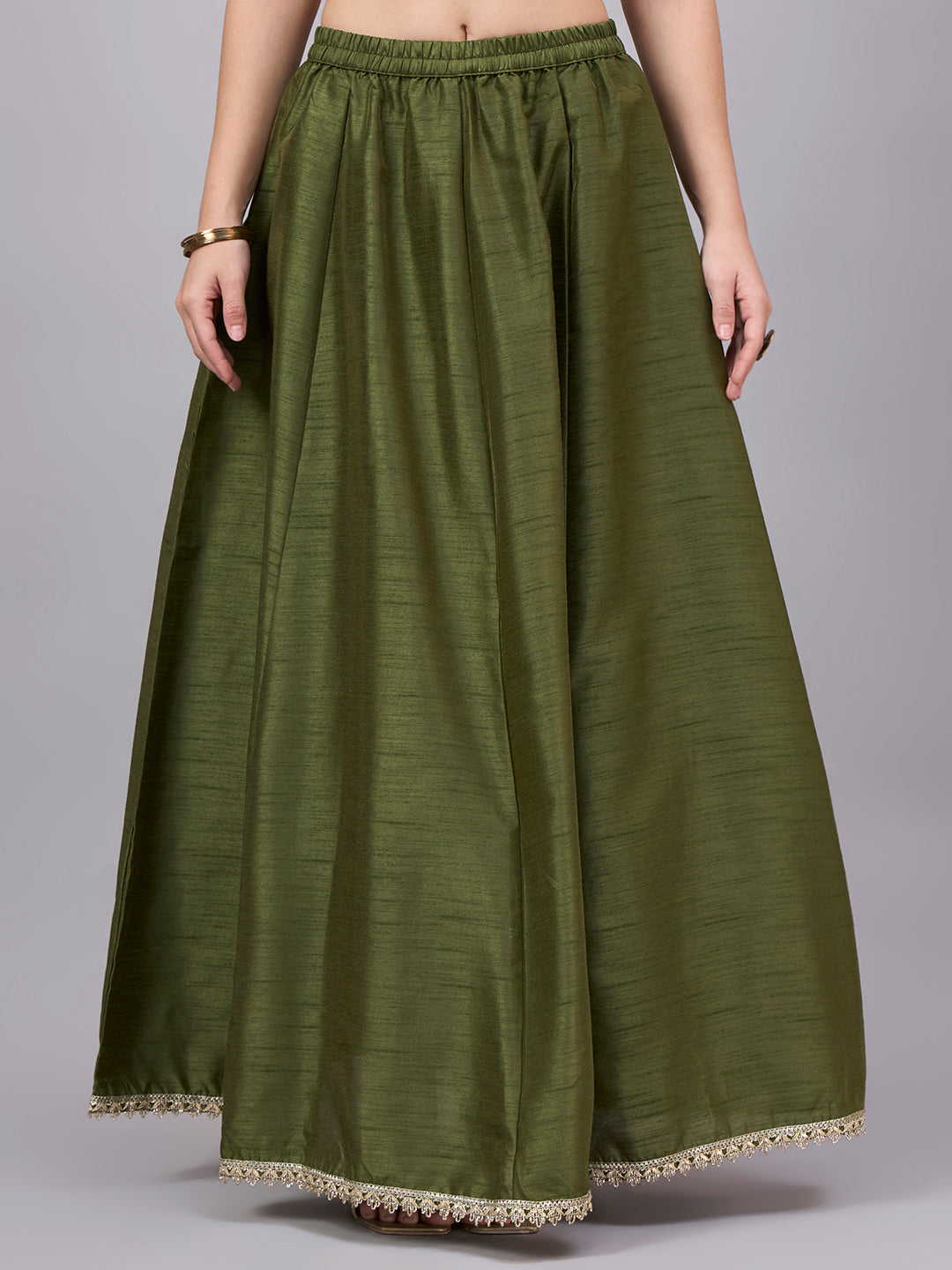 Mehndi Embroidered Border Flowy Skirt
