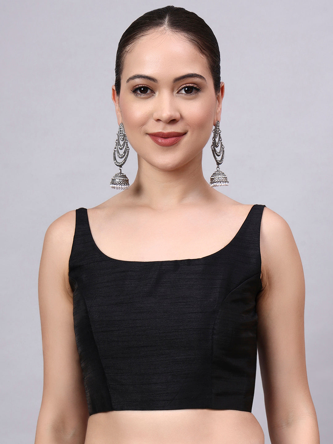 Black Dupion Silk Princess Cut Blouse – Ready to Wear