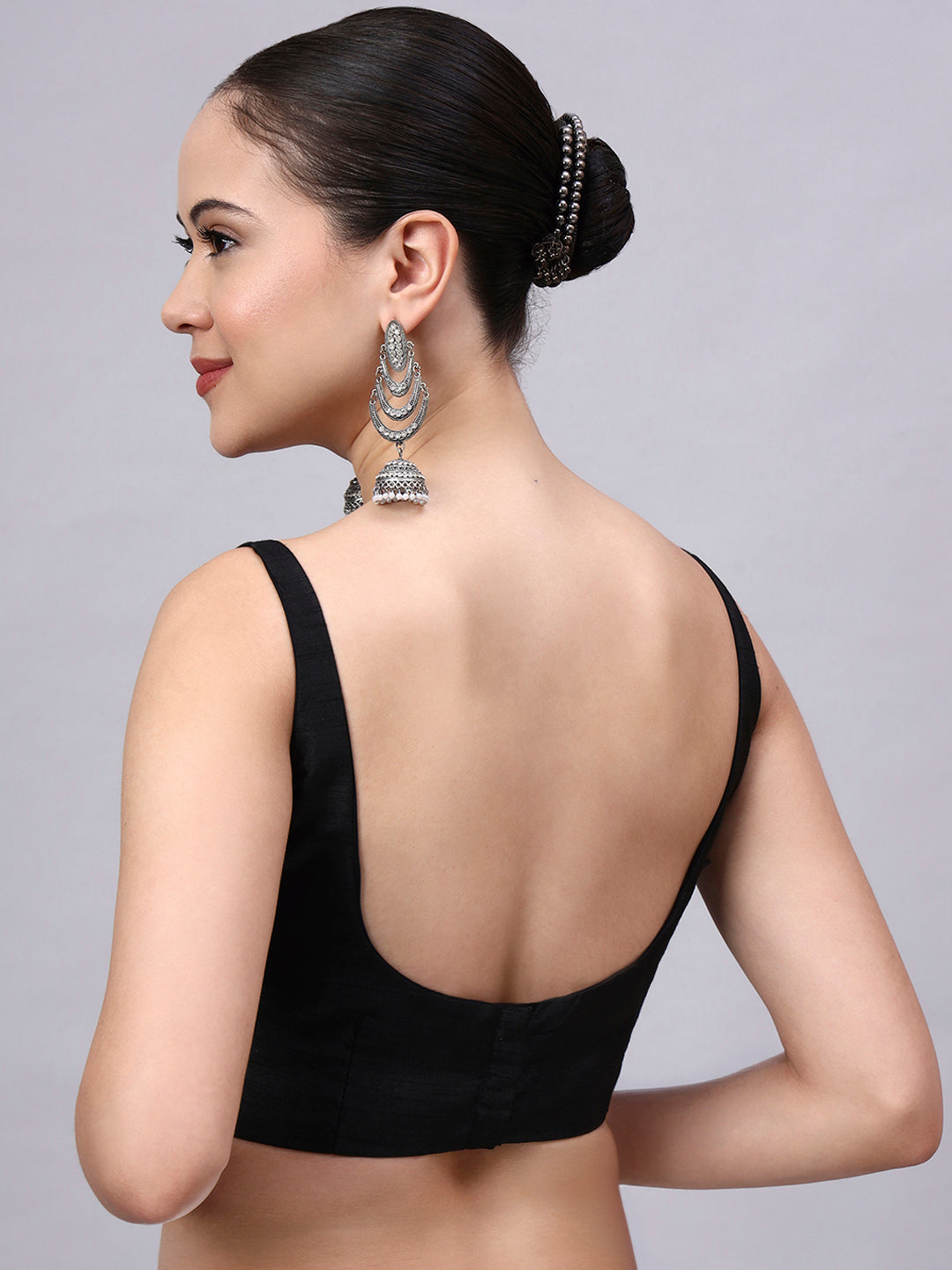 Black Dupion Silk Princess Cut Blouse – Ready to Wear