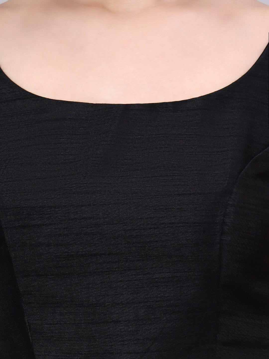 Black Dupion Silk Princess Cut Blouse – Ready to Wear