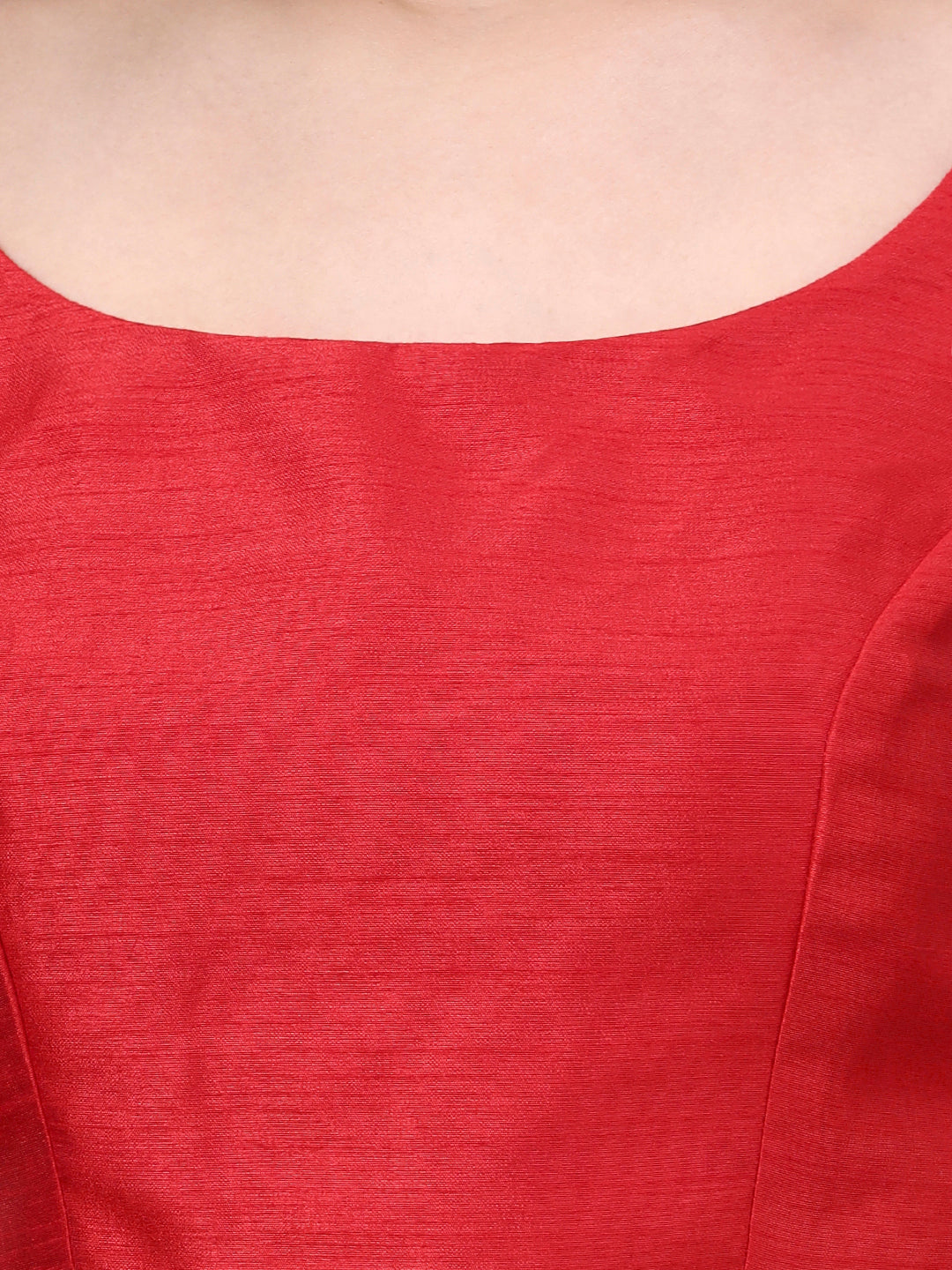 Red Princess Cut Dupion Silk Blouse for Women