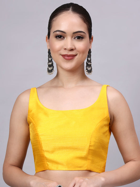 Yellow Princess Cut Dupion Silk Blouse for Women