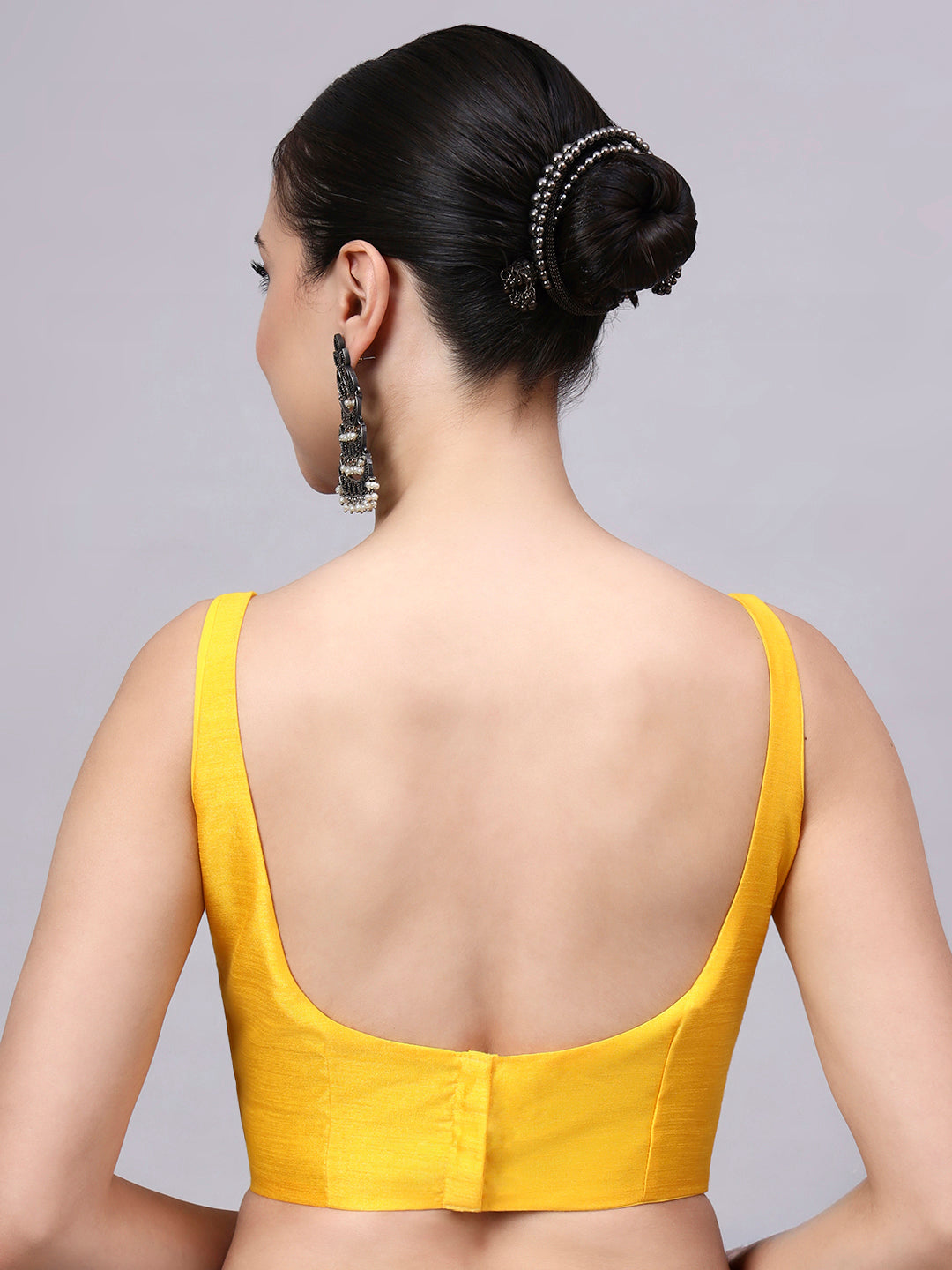 Yellow Princess Cut Dupion Silk Blouse for Women