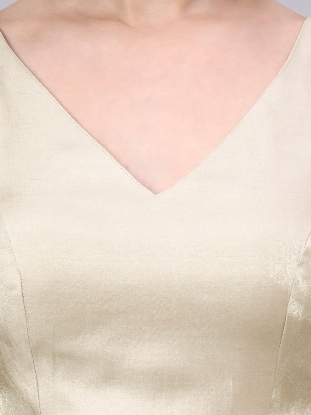 Cream Padded Satin Cotton Glass Silk Blouse for Women