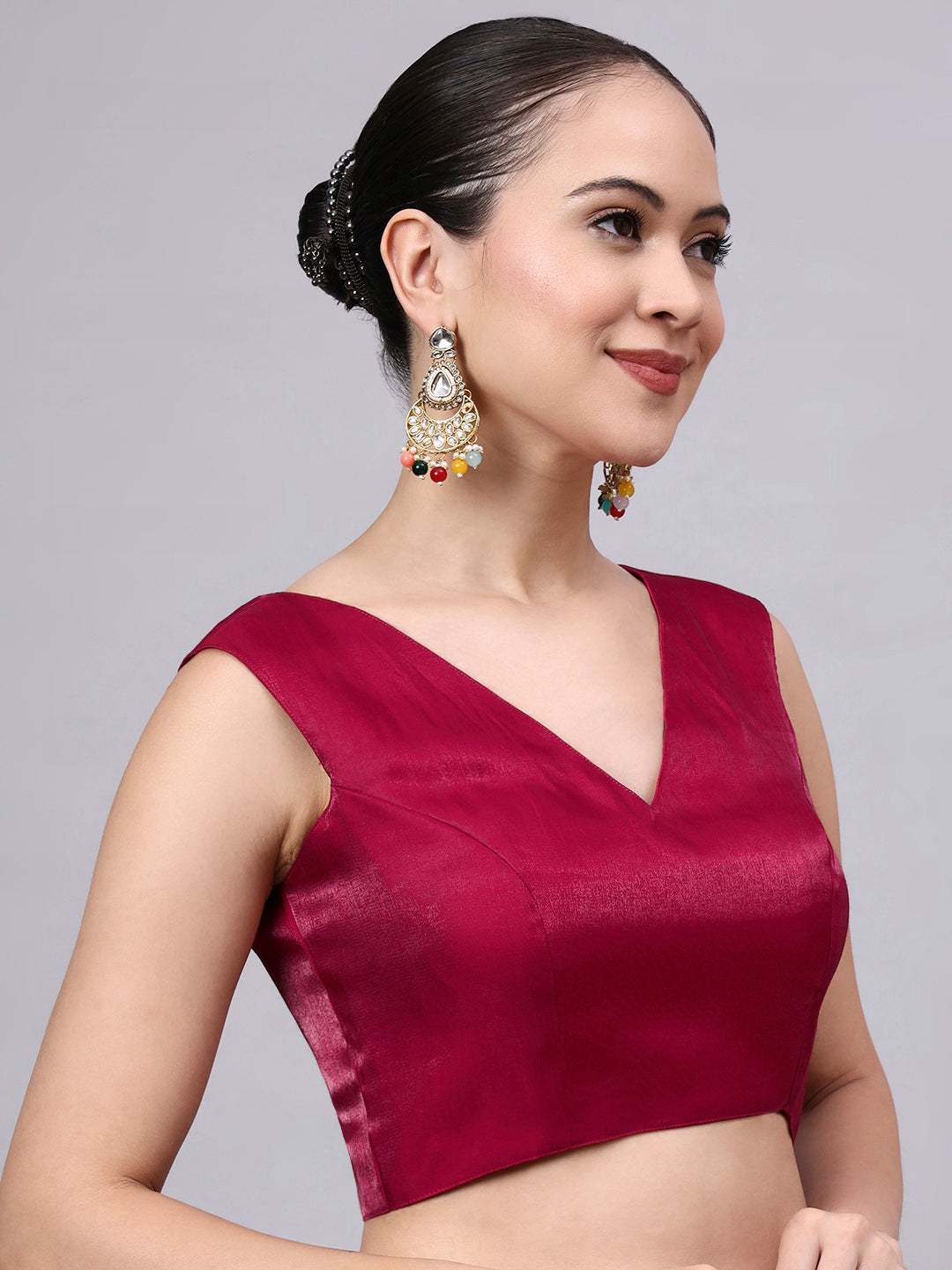 Rani Padded Satin Cotton Glass Silk Blouse for Women