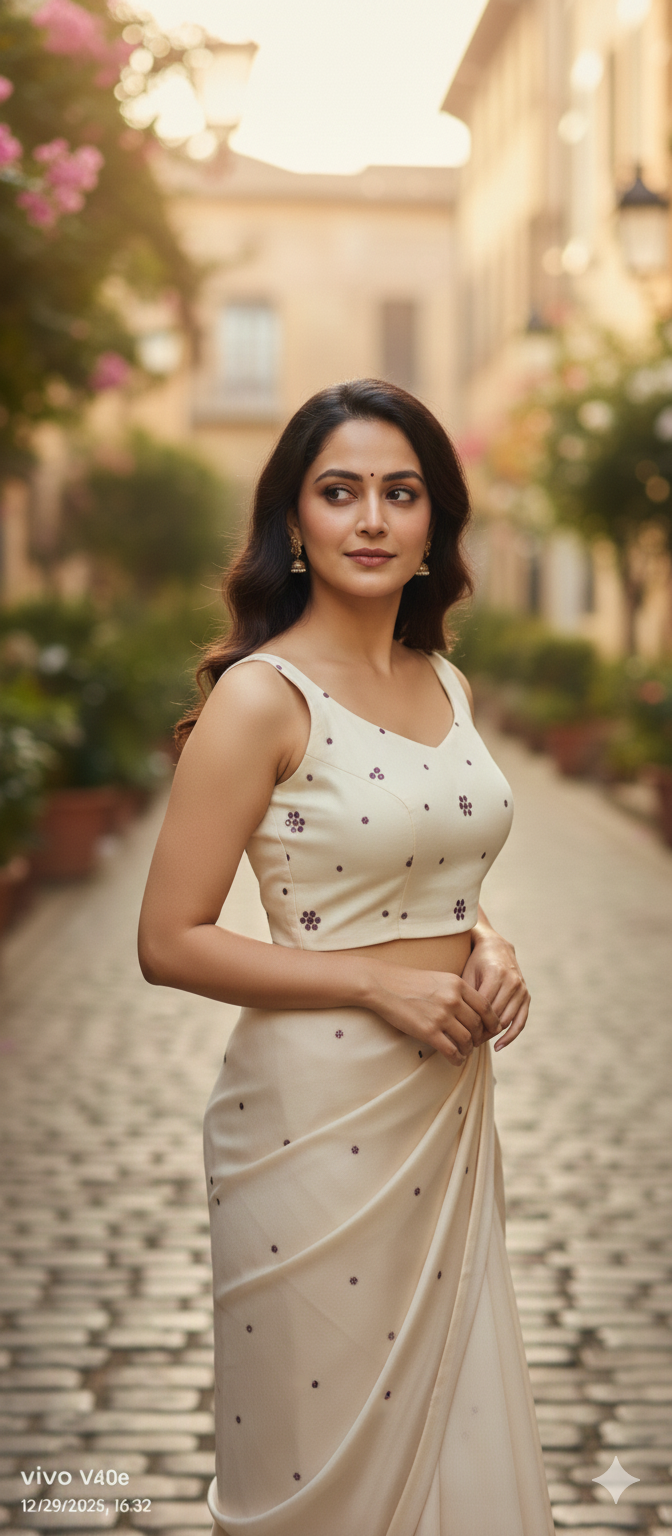 Cream Floral Embroidered Sleeveless Blouse