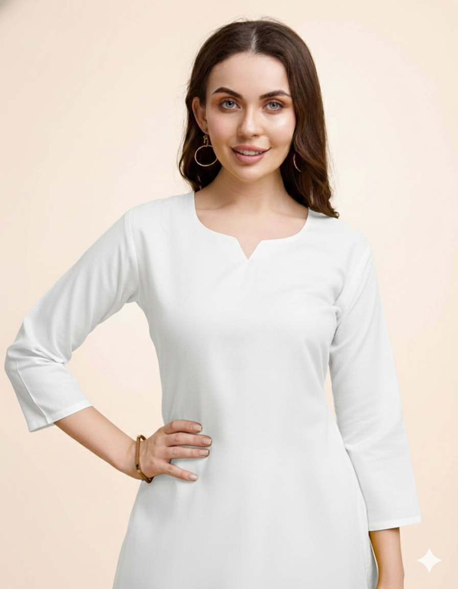 White Straight Kurta Set for Women