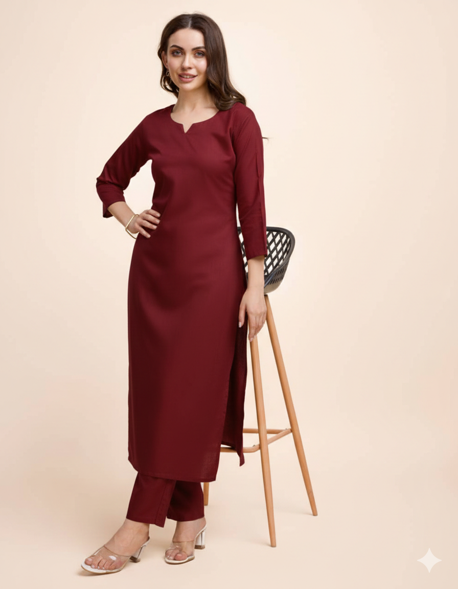 White Straight Kurta Set for Women
