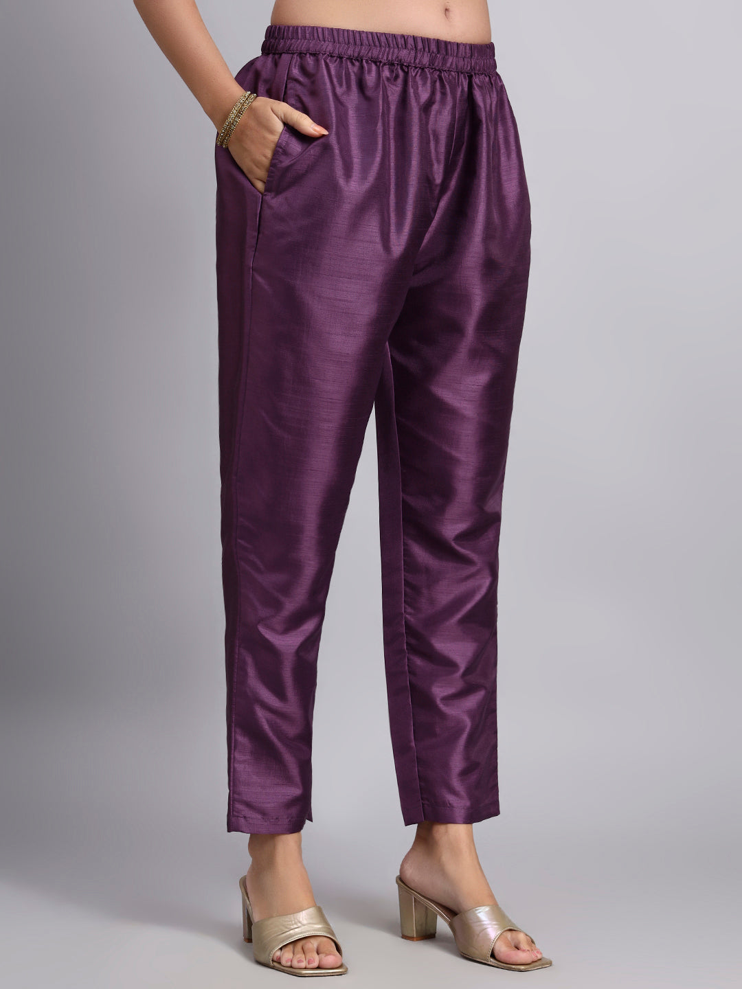 Dark Purple Kurti with Straight Pants