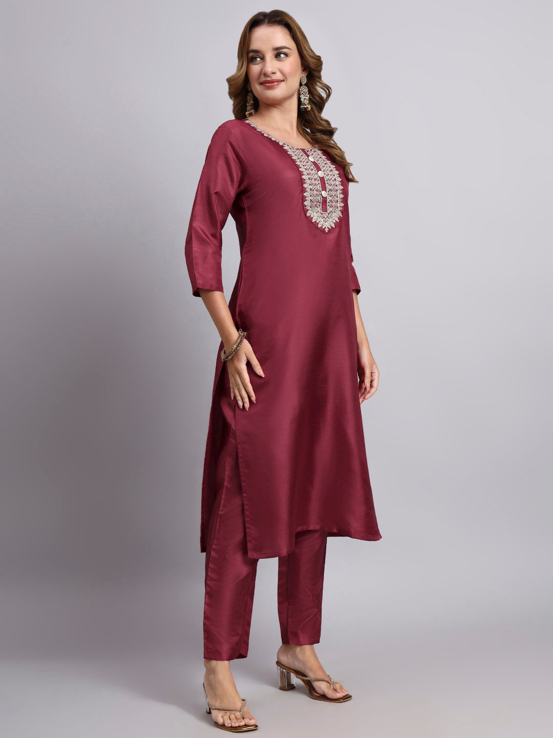 Maroon Kurti Set with Dupatta