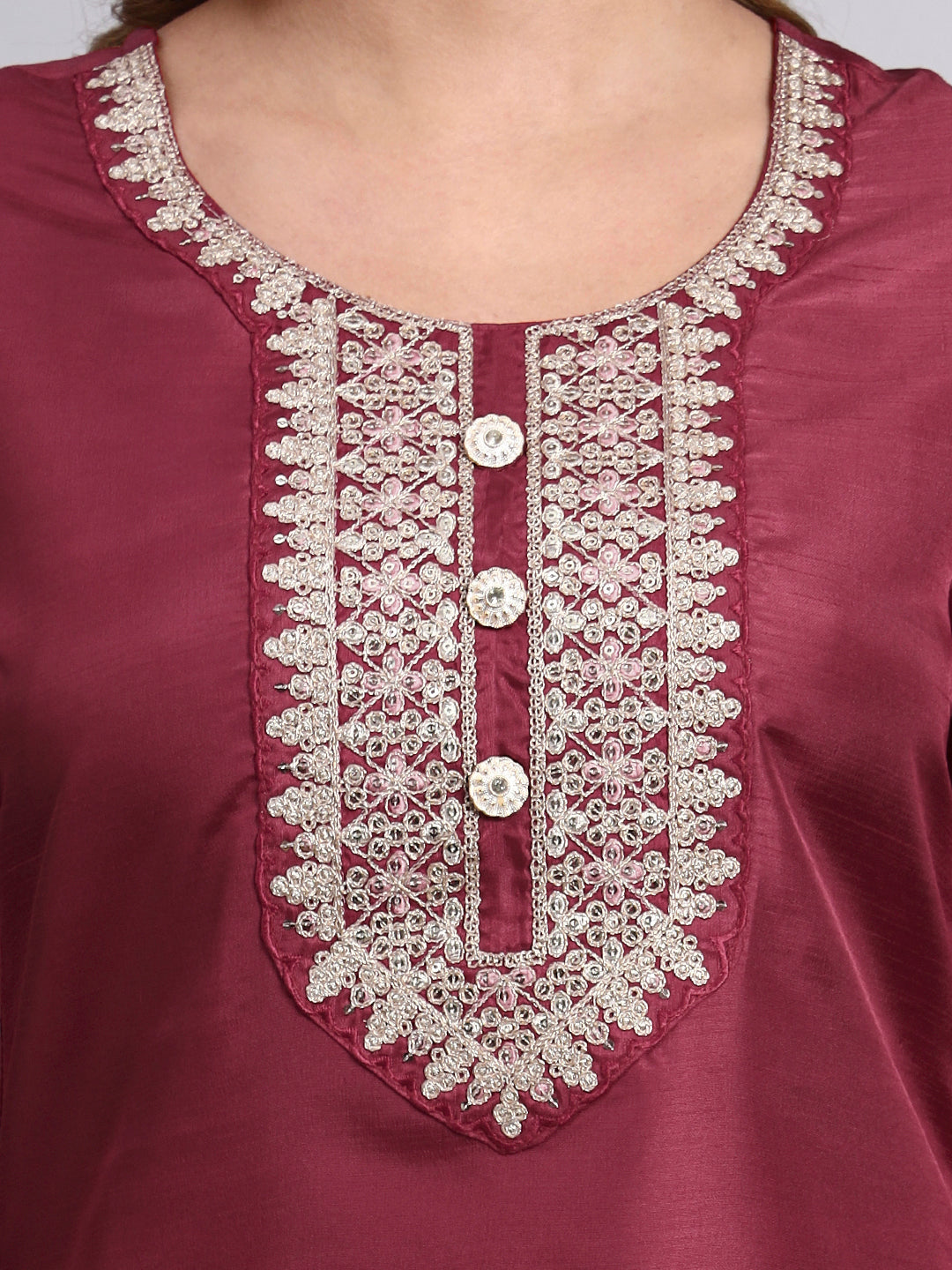 Maroon Kurti Set with Dupatta