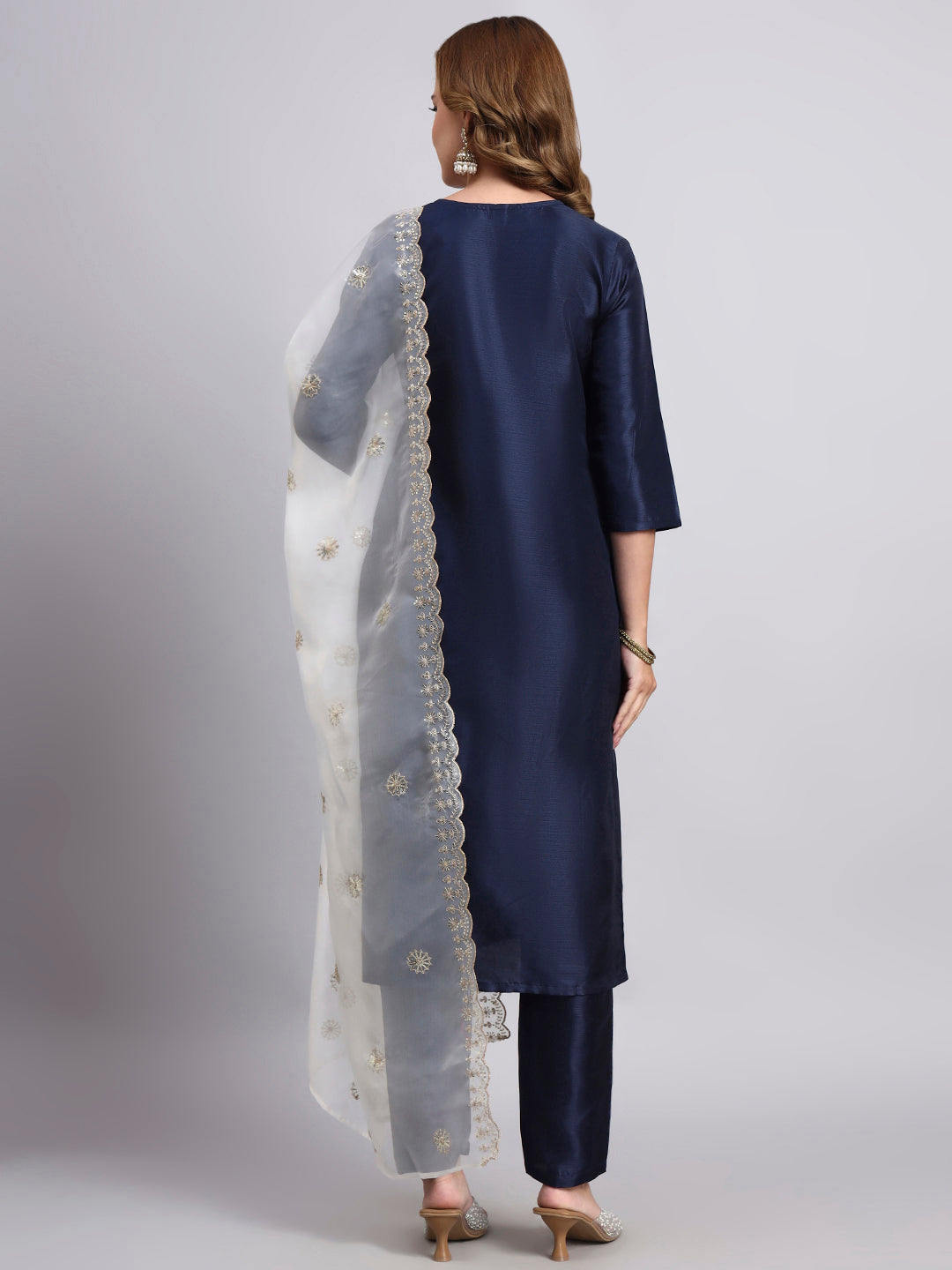 Navy Blue Embroidered Kurta Set