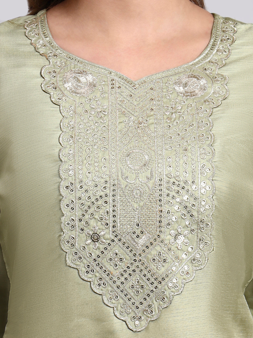 Pista Green Embroidered Kurta Set