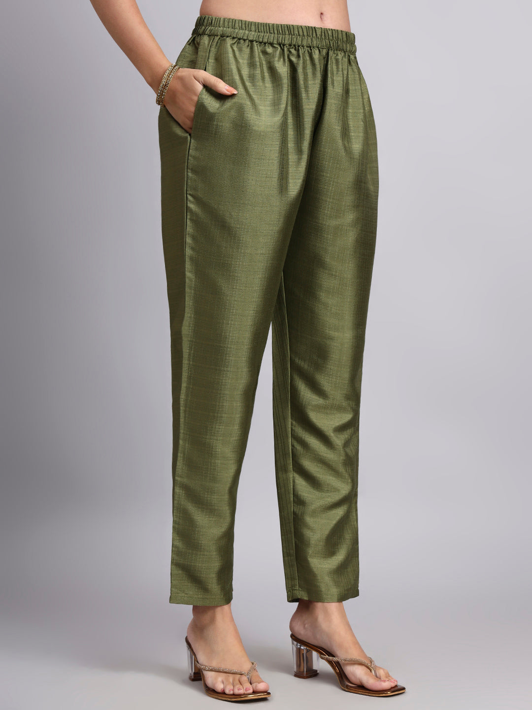 Elegant Olive Green Embroidered Kurta Set