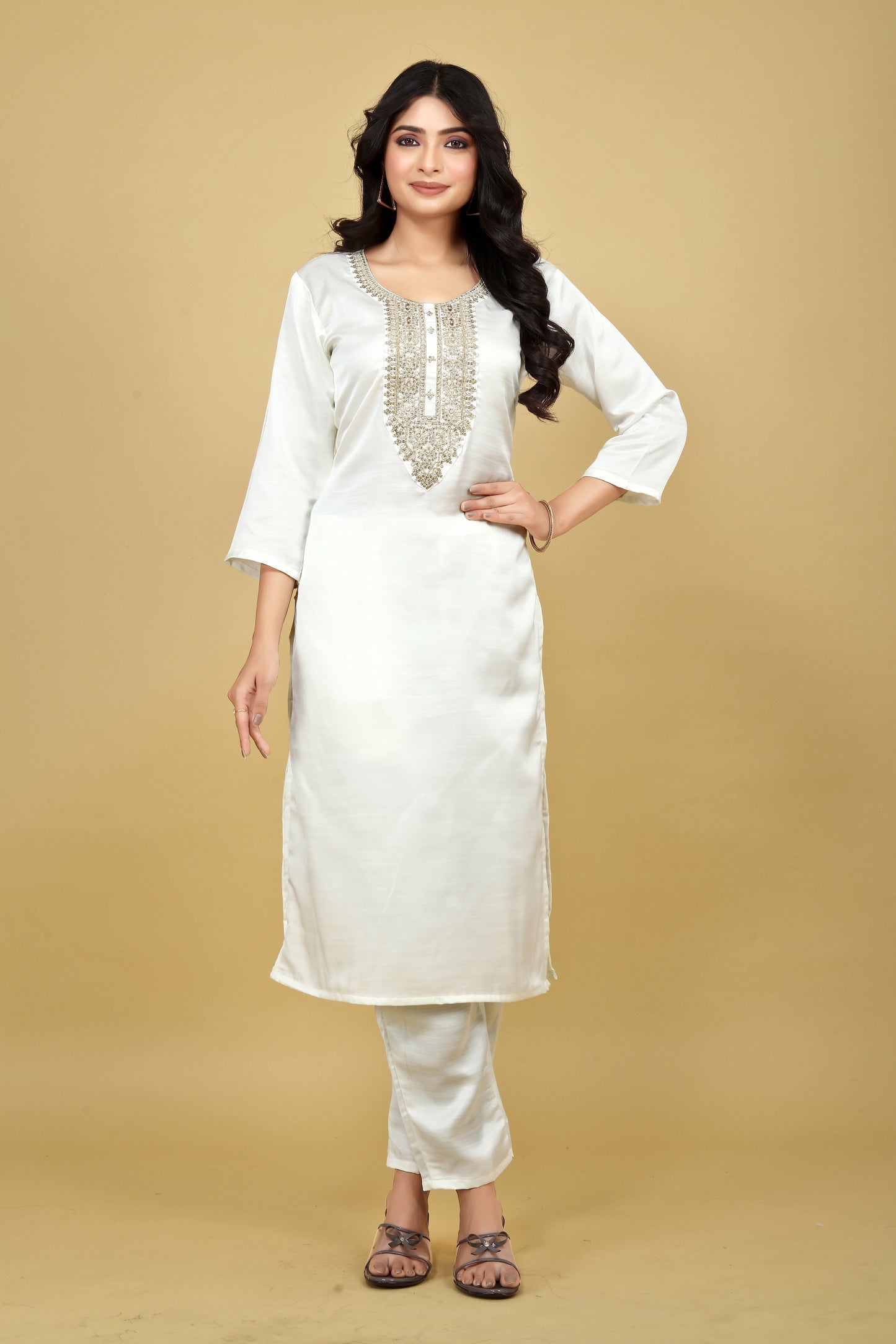 White Embroidered Kurta Set