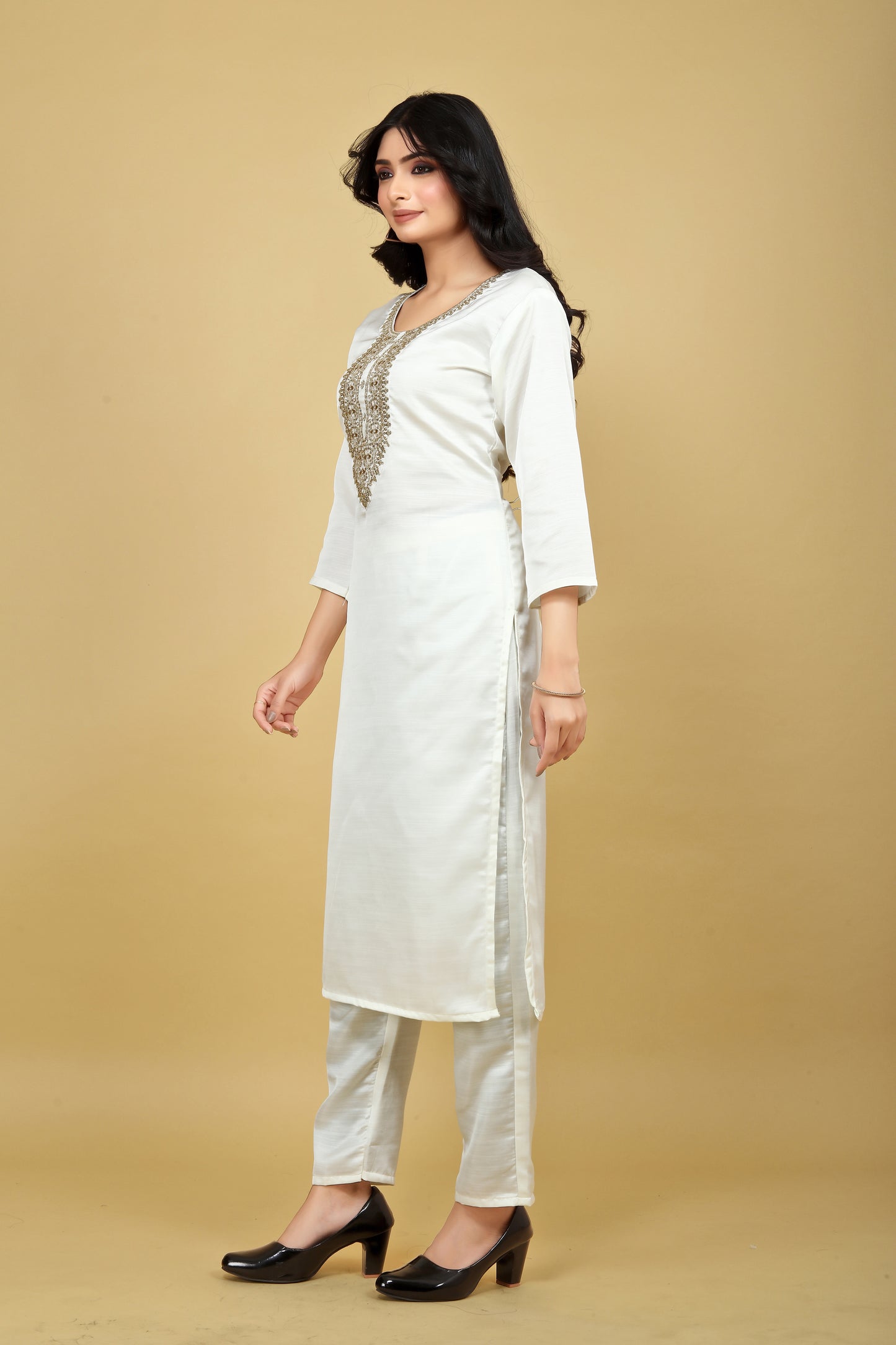 White Embroidered Kurta Set