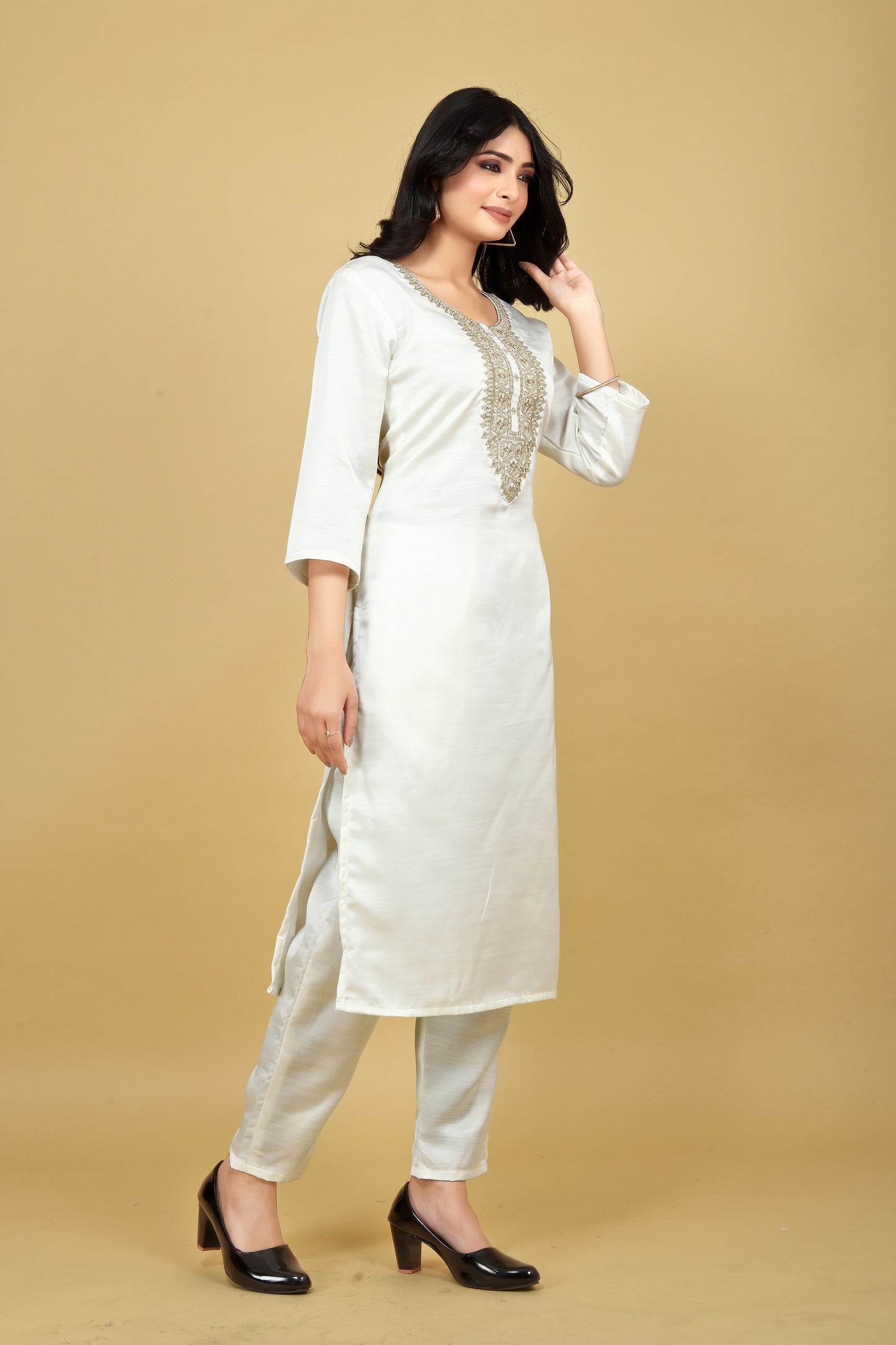 White Embroidered Kurta Set