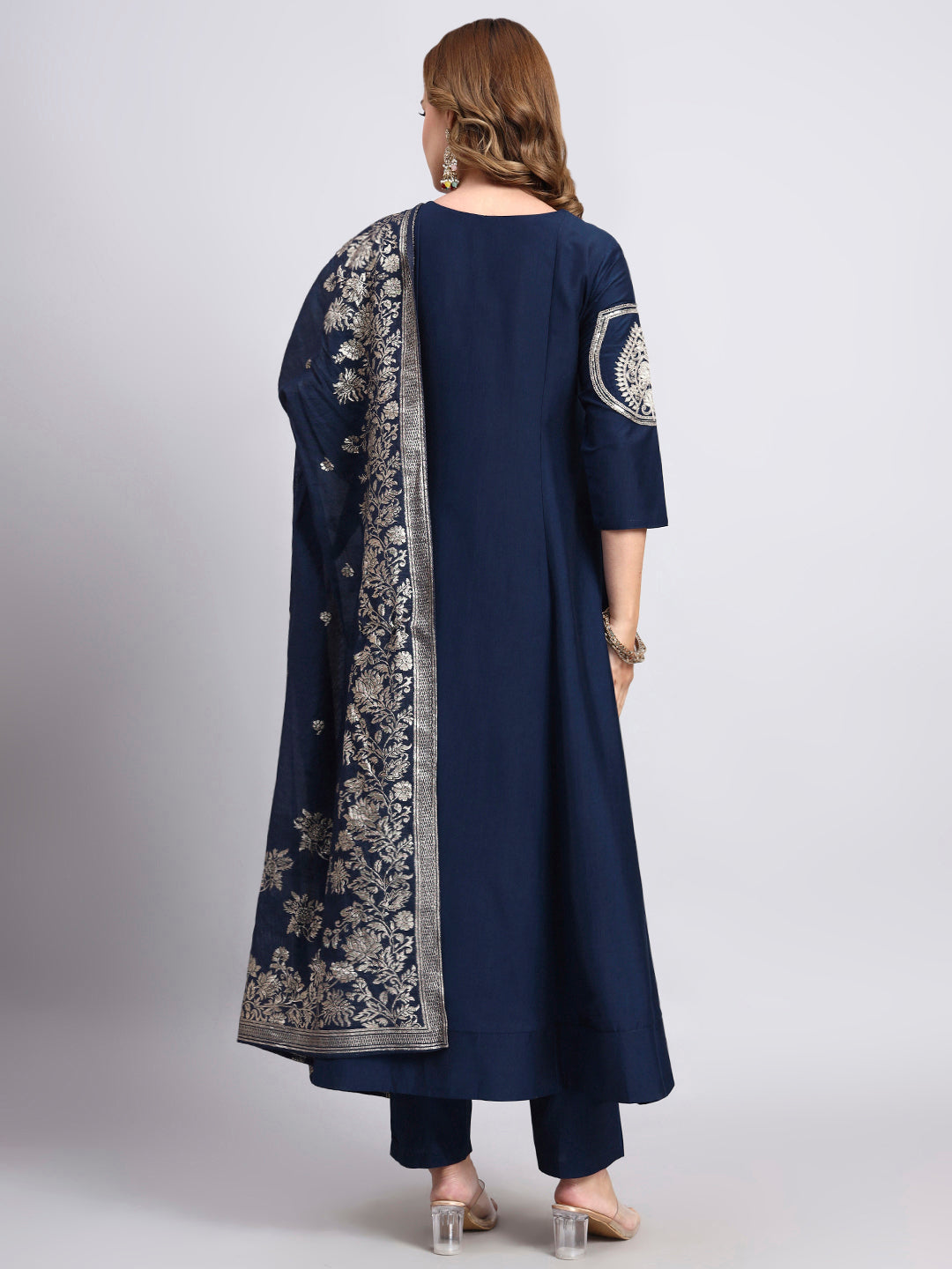 Navy Blue Embroidered Kurta Set