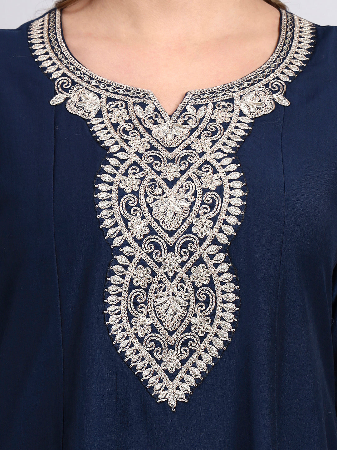 Navy Blue Embroidered Kurta Set