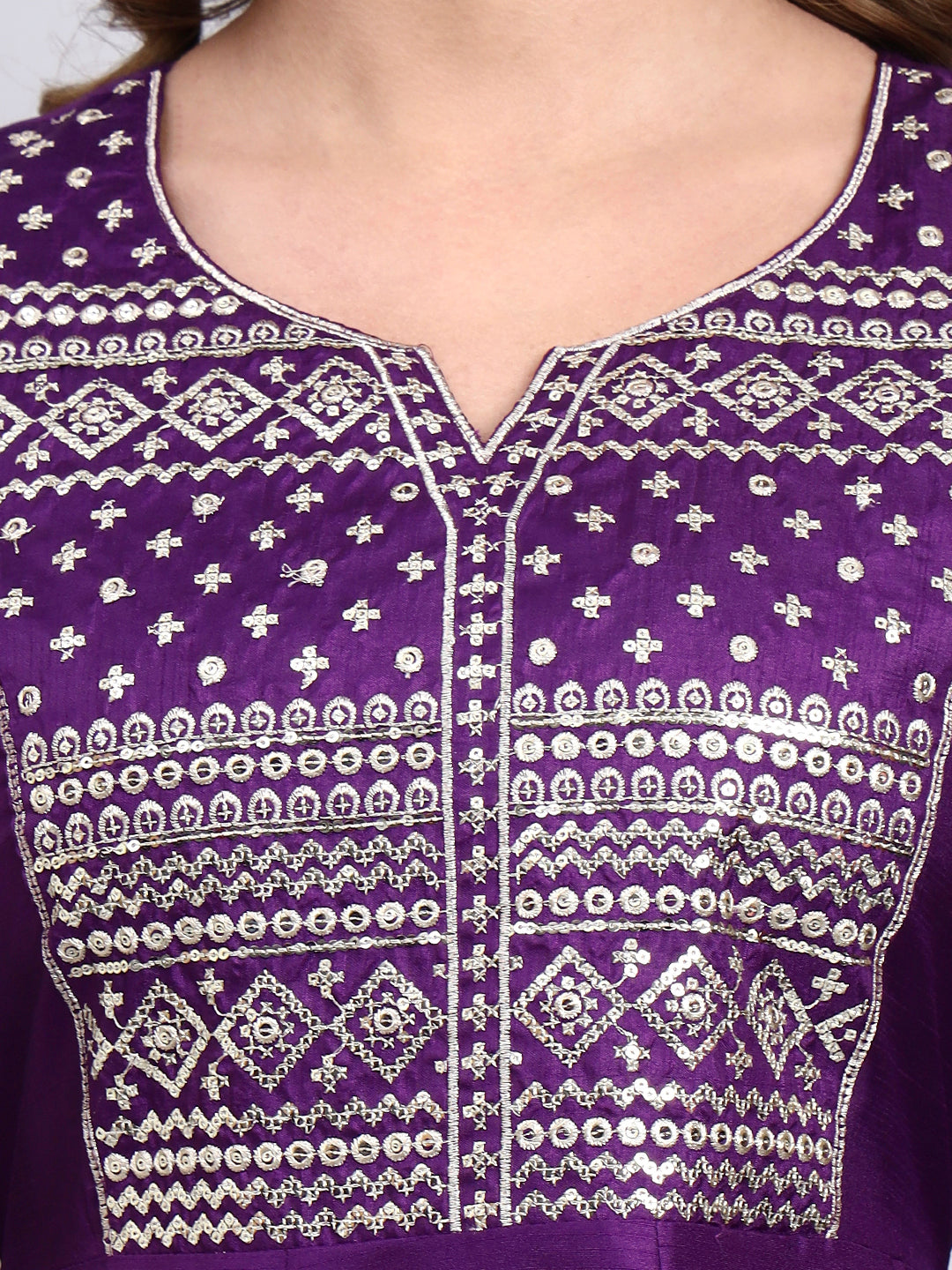 Purple Embroidered Anarkali Kurta Set with Dupatta