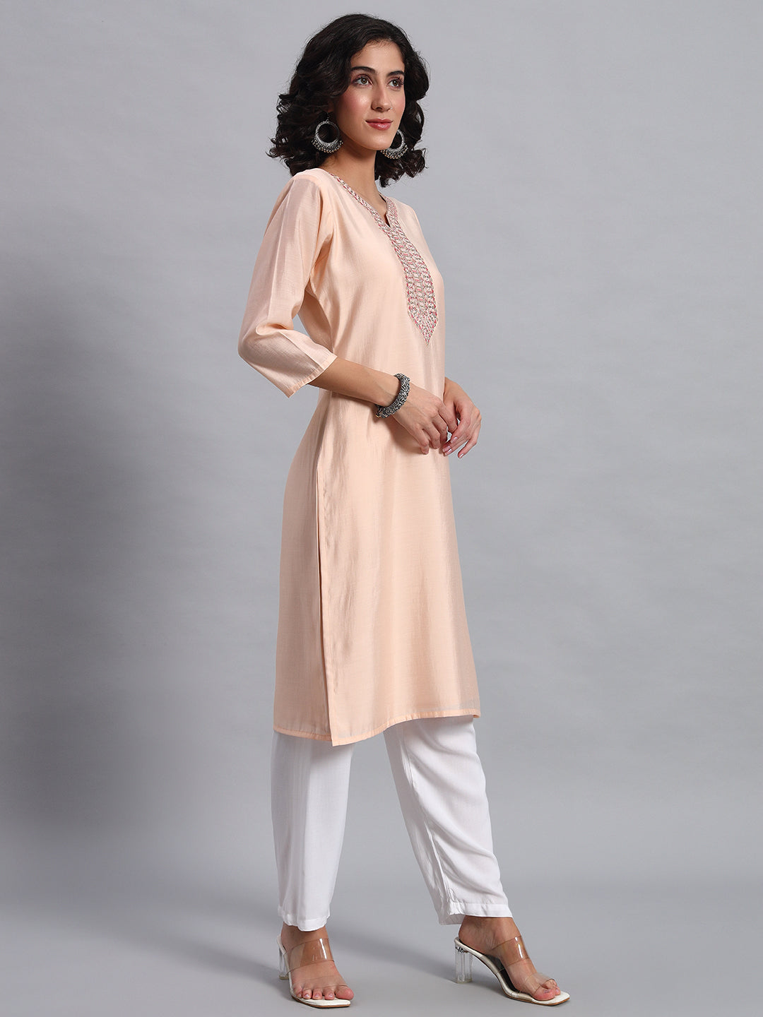 Peach Straight Kurta