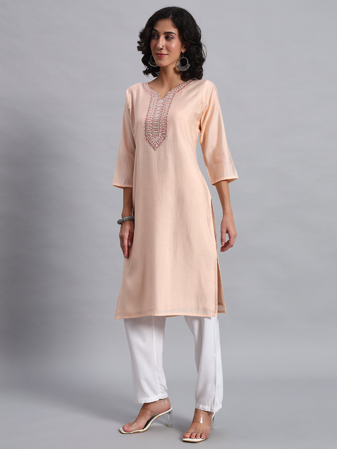 Peach Straight Kurta