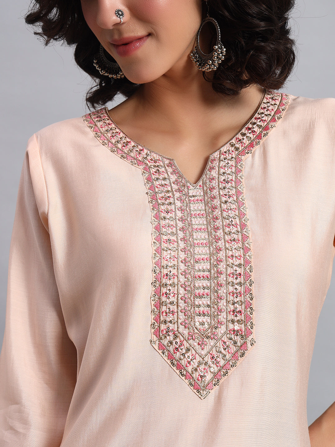 Peach Straight Kurta