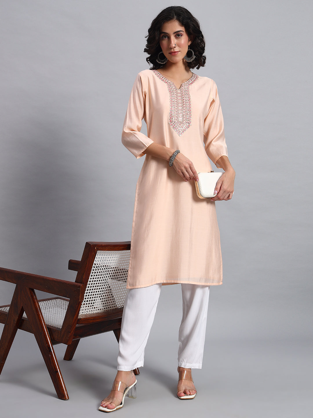 Peach Straight Kurta