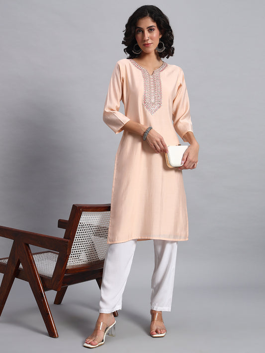 Peach Straight Kurta