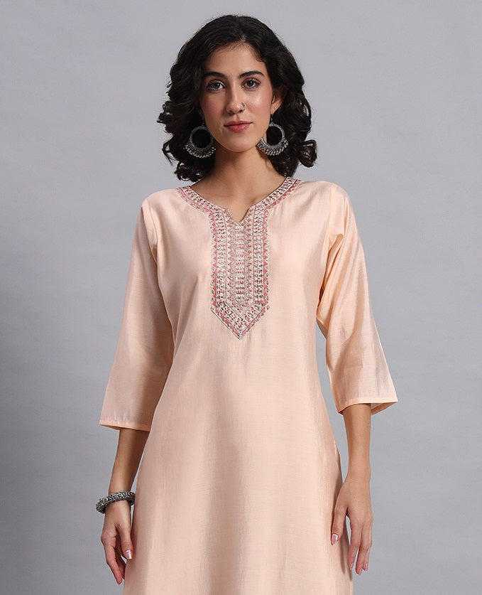 Peach Straight Kurta